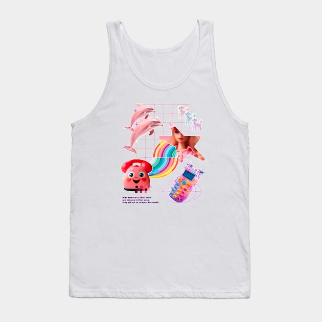 Cute & Sweet Retro Kids Toys Collage Cuteness Tank Top by Tip Top Tee's